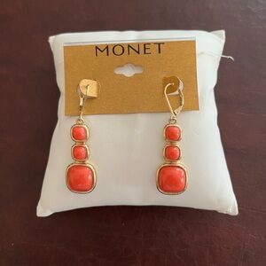 Monet Gold and Coral Earrings